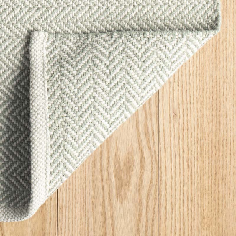 Herringbone Handwoven Cotton Rug - Ocean Green, 2' x 3'