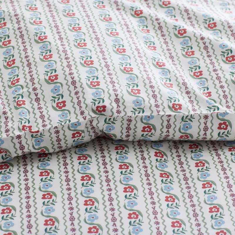 Delphine Classic Cool Cotton Percale Duvet Cover - Ivory Multi, Twin/Twin XL