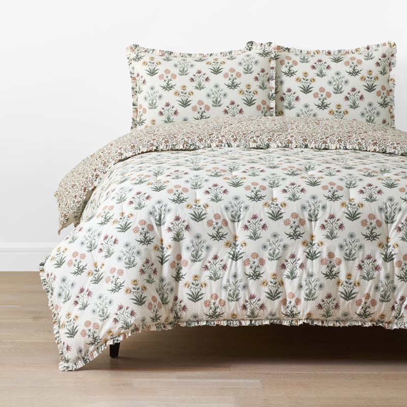 Garden Patch Reversible Garment Washed Cotton Percale Comforter Set - Multi, Twin/Twin XL