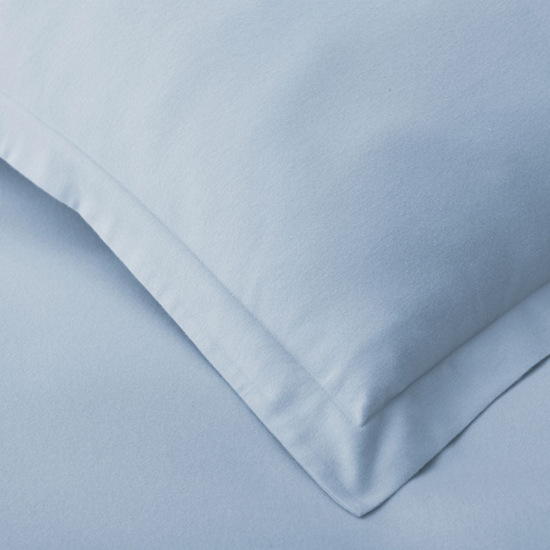 Classic Ultra-Cozy Cotton Velvet Flannel Flat Bed Sheet - Powder Blue, Queen