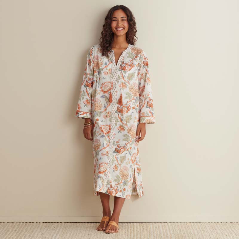 Printed Voile Women's Caftan - Wild Bloom, XS
