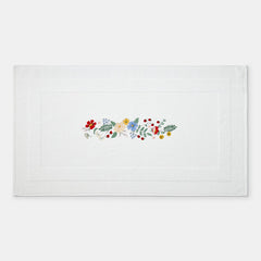 Strawberry Fields Embroidered Bath Mat - White