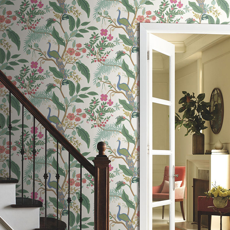 Peacock Traditional Wallpaper - Periwinkle, Roll