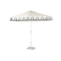 9' Round Double Scallop Outdoor Patio Umbrella, Aluminum with Auto Tilt and Crank Lift - White
