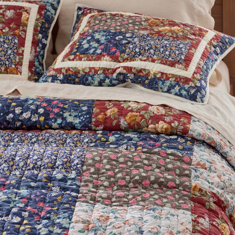Aahana Patchwork Quilted Sham - Navy, King