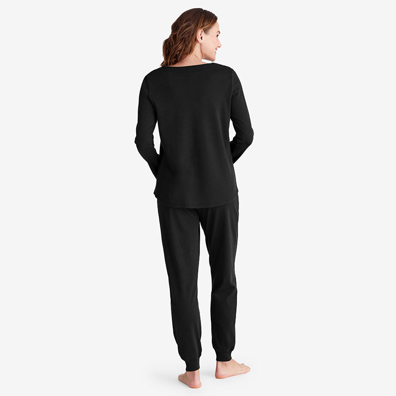 Pima Cotton Jogger Pants Pajama Set - Black, M