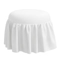 Velvet Ruffle Ottoman - White