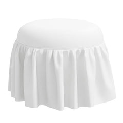 Velvet Ruffle Ottoman - White