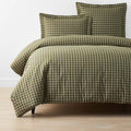 Classic Stripes and Plaids Cool Yarn-Dyed Cotton Percale Duvet Cover - Windowpane Green, Twin