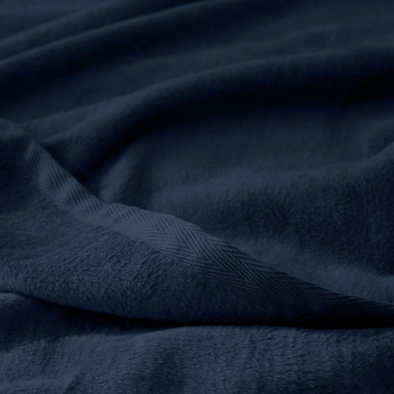 Cotton/Acrylic Fleece Throw - Navy