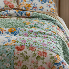 Shoshanna Reversible Patchwork Quilted Sham - Green Multi, Standard