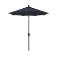 Round Outdoor Patio Umbrella, Fiberglass with Twist Tilt - Black Finish, Navy, 7.5'