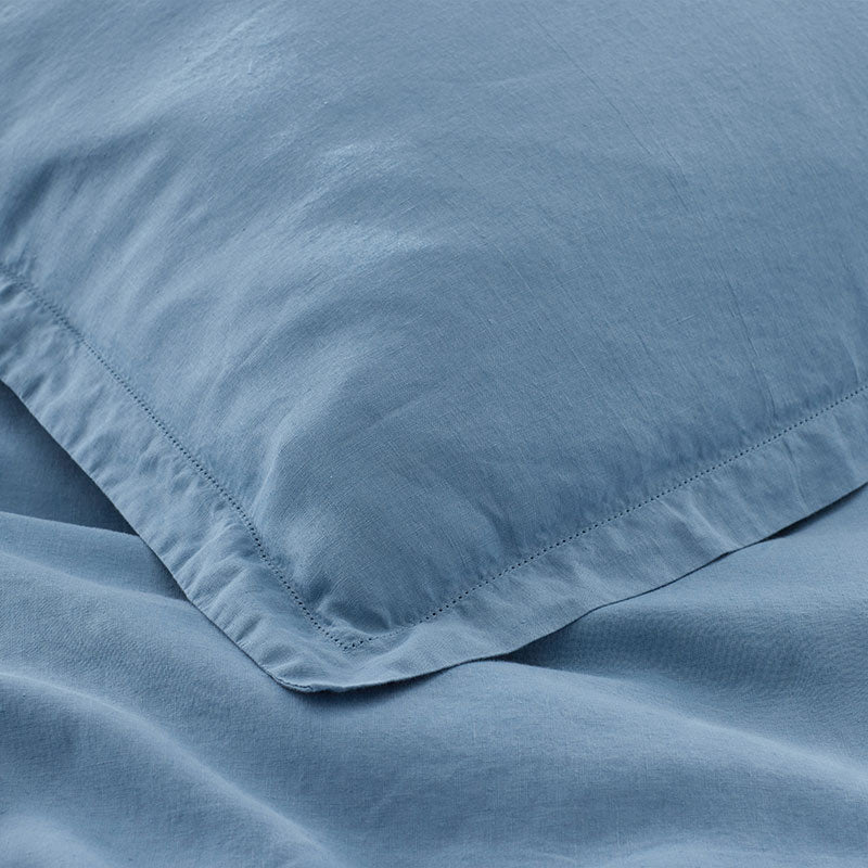 Premium Breathable Relaxed Linen Sham - Shadow Blue, Euro