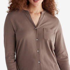 Pima Cotton Women's Button-Down Pajama Set - Cocoa, L