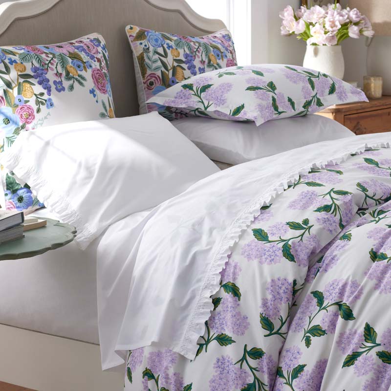 Hydrangea Classic Cool Cotton Percale Fitted Bed Sheet - Lilac, Full