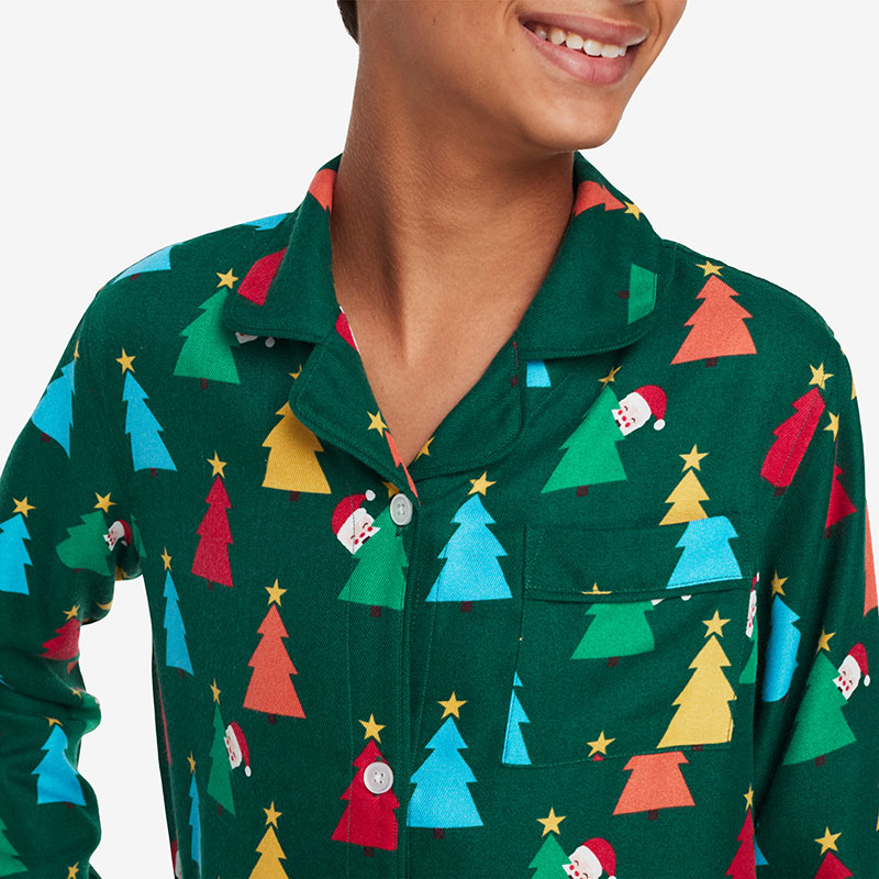 Family Flannel Kid's Button-Down Pajama Set - Peekaboo Santa, 6/7