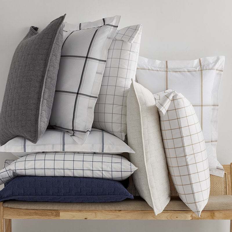 Tailored Stripes and Plaids Classic Cool Cotton Percale Sham - Window Pane Plaid Navy, King