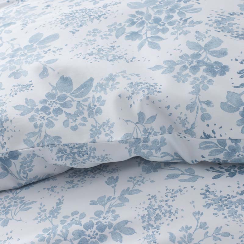 Whisper Fleur Premium Smooth Wrinkle-Free Sateen Pillowcase Set - Blue Mist, Standard