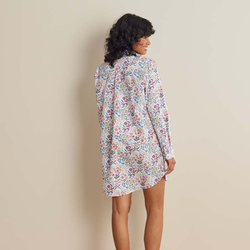 Printed Poplin Women's Nightshirt - Floral Garden, M