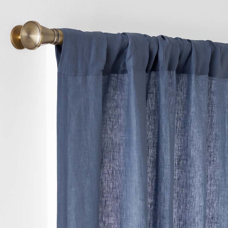 Linen Window Curtain - Blue, 84 in.