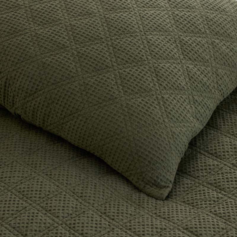 Waffle Quilt - Olive, Full/Queen