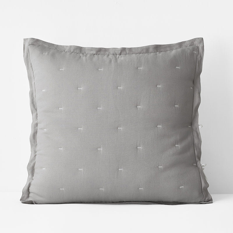 Reversible Premium Breathable Relaxed Linen Quilted Sham - White/Gray, Euro