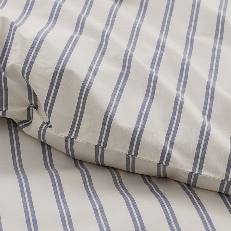 Tailored Stripes and Plaids Classic Cool Cotton Percale Sham - Narrow Stripe Navy, King