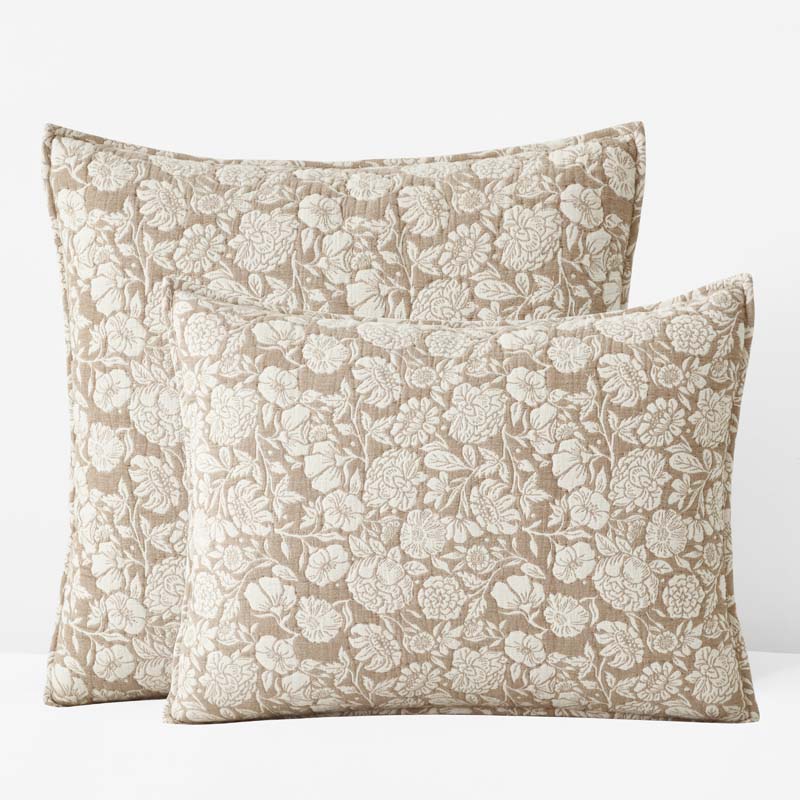 Kyla Floral Quilted Sham - Beige, Standard