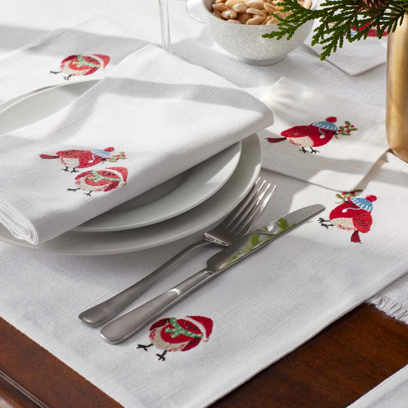 Embroidered Novelty Placemats, Set of 4 - Birds