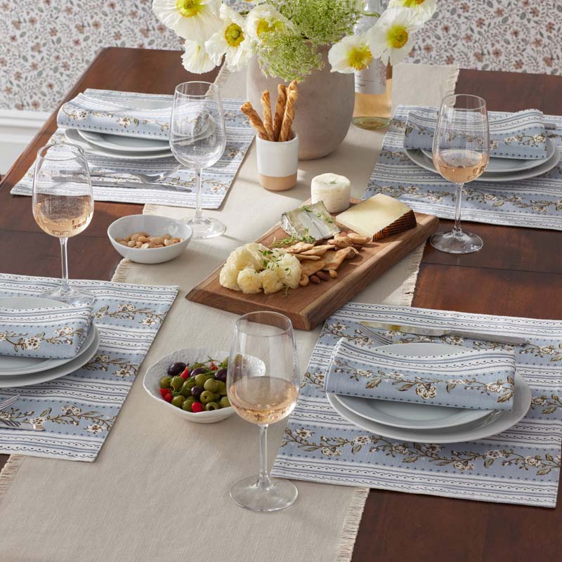 Floral Placemats, Set of 4 - Floral Stripe