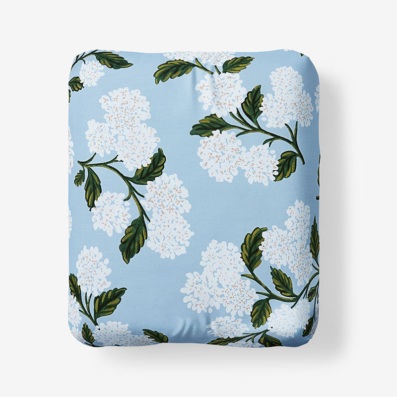 Hydrangea Classic Cool Cotton Percale Fitted Bed Sheet - Powder Blue, Twin