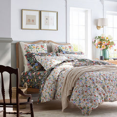 Strawberry Fields Classic Cool Cotton Percale Duvet Cover - White Multi, Twin/Twin XL