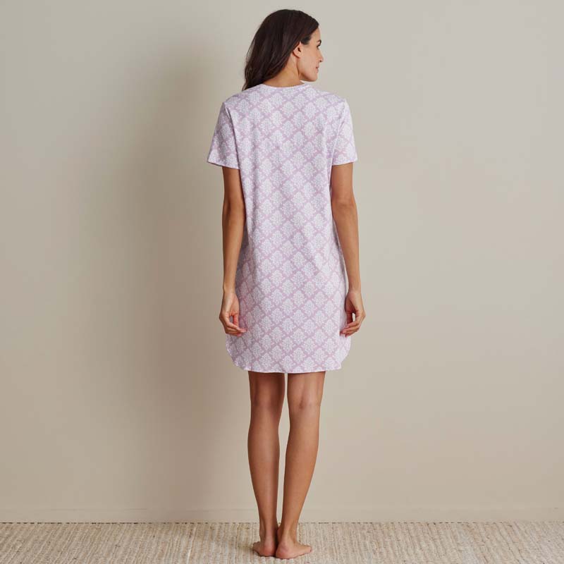 Printed Pima Cotton Women's Nightgown - Lisbon Mauve, L