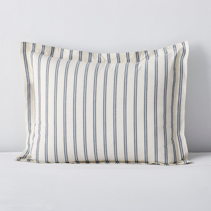 Tailored Stripes and Plaids Classic Cool Cotton Percale Sham - Narrow Stripe Navy, King