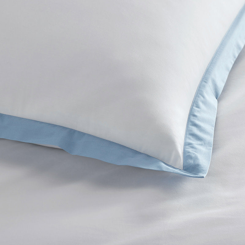 Solid Border Classic Cool Cotton Percale Duvet Cover - Porcelain Blue, Full/Queen