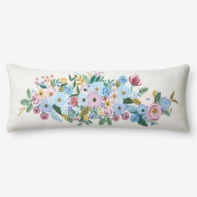 Garden Party Decorative Lumbar Pillow Cover - Ivory