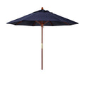 Round Outdoor Patio Umbrella, Wood with Manual Lift - Navy, 9'