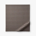 Classic Stripes and Plaids Cool Yarn-Dyed Cotton Percale Flat Bed Sheet - Windowpane Brown, King/Cal. King