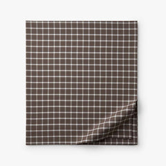 Classic Stripes and Plaids Cool Yarn-Dyed Cotton Percale Flat Bed Sheet - Windowpane Brown, Full