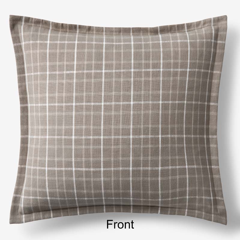 Yarn-Dyed Plaid Reversible Sham - Khaki, Euro