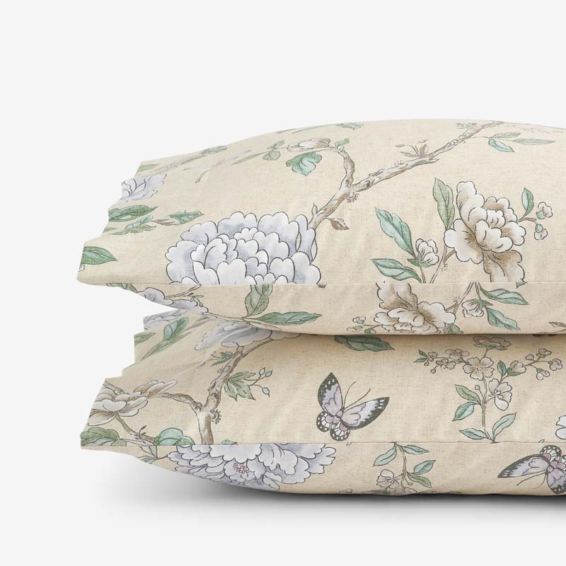 Peony Garden Premium Smooth Wrinkle-Free Sateen Pillowcase Set - Beige Tan, Standard