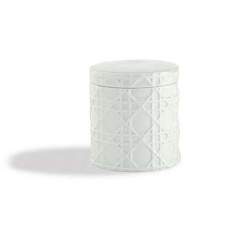 Porcelain Lattice Cotton Jar - White