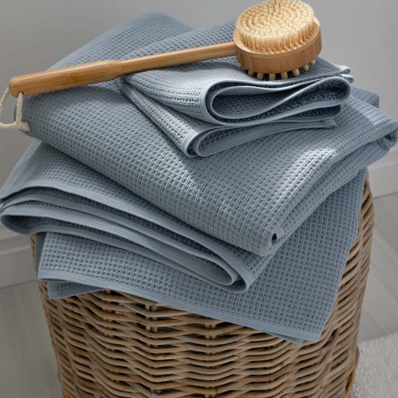 Waffle Bath Towel - Smoky Blue