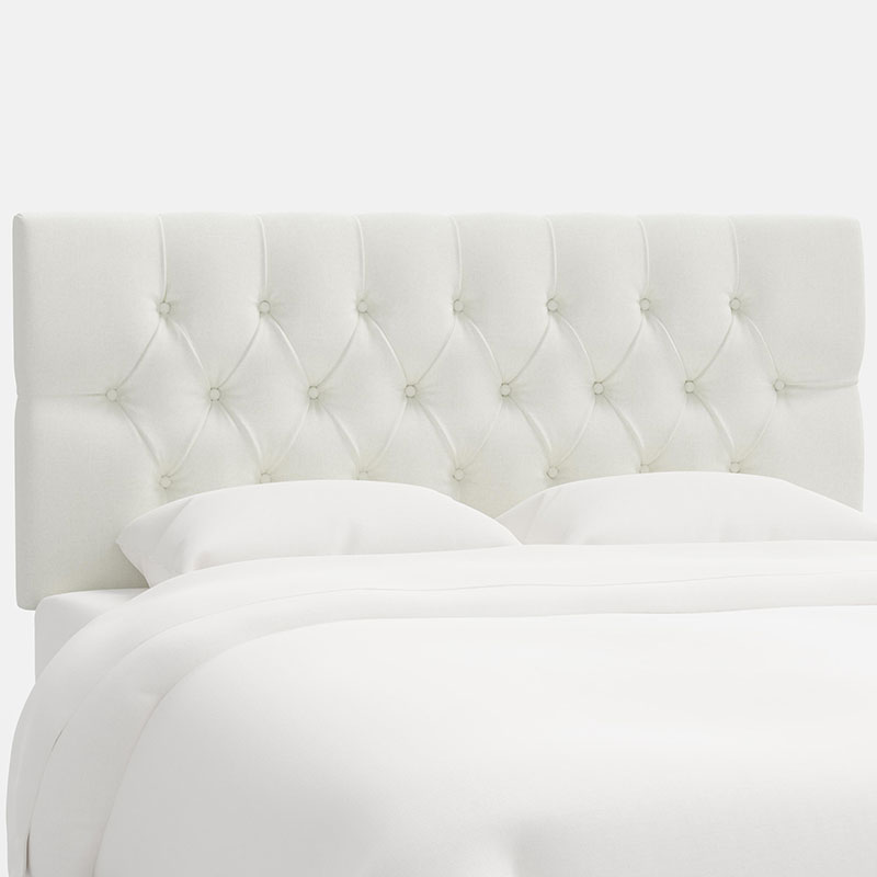 Park Tufted Textured Linen Headboard - White, King