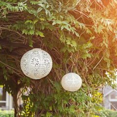 Soji™ Stella Boho Solar Outdoor Lantern - Pearl