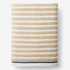 Mélange Stripe Reversible Cotton Bath Sheet - Taupe
