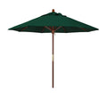 Round Outdoor Patio Umbrella, Wood with Manual Lift - Forest Green, 9'