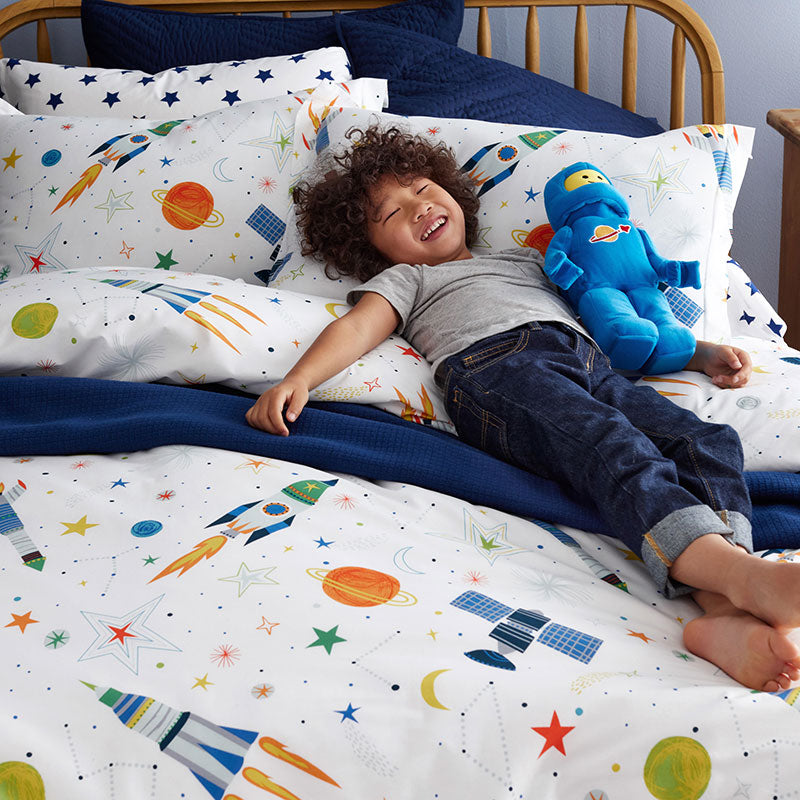 Outerspace Classic Cool Organic Cotton Percale Sham - White Multi, Standard