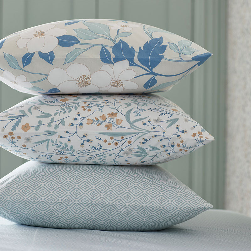 Clemencia Classic Cool Cotton Percale Sham - Geo Pale Blue, King