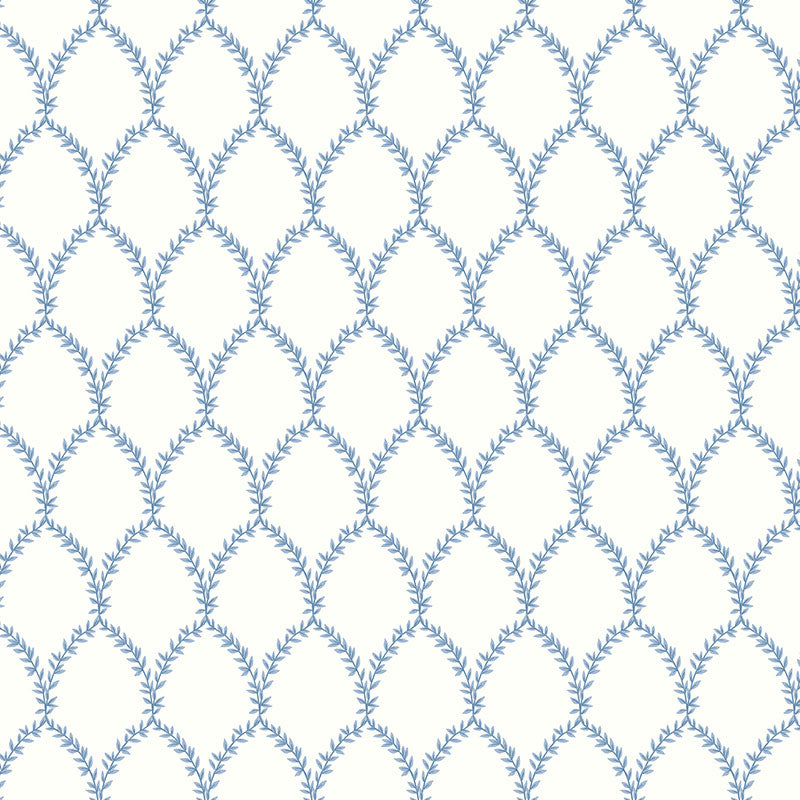 Laurel Traditional Wallpaper - Blue, Swatch